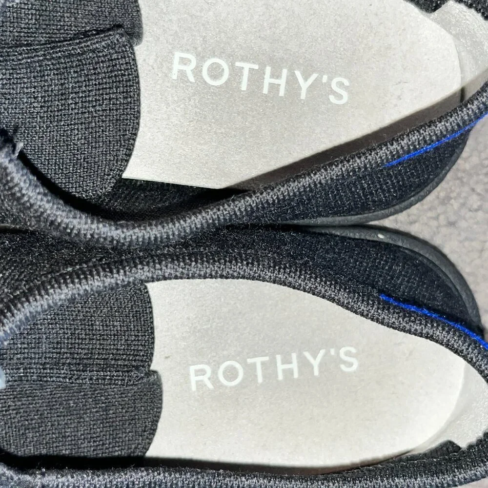 ROTHY'S THE MONTY MEN'S ALL BLACK OXFORD SNEAKERS KNIT LACE UP SHOES -EUC- 11.5